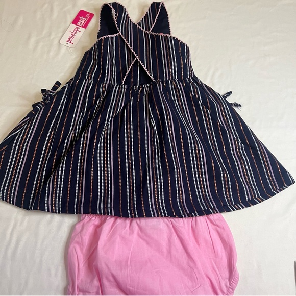 Penelope Mack Navy and Pink Striped Dress With Bloomers - Picture 2 of 7